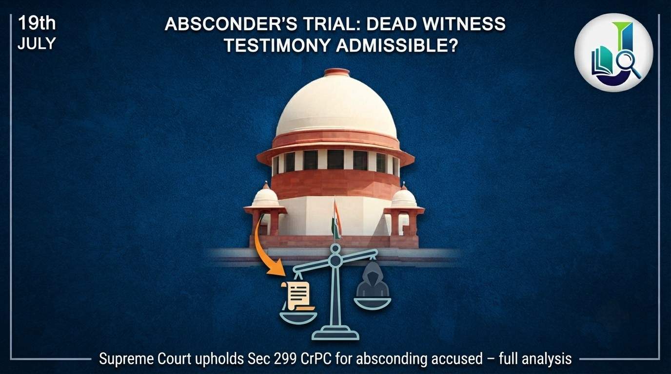 Supreme Court Clarifies Use of Deceased Witness’s Testimony Against Absconding Accused Under Section 299 CrPC